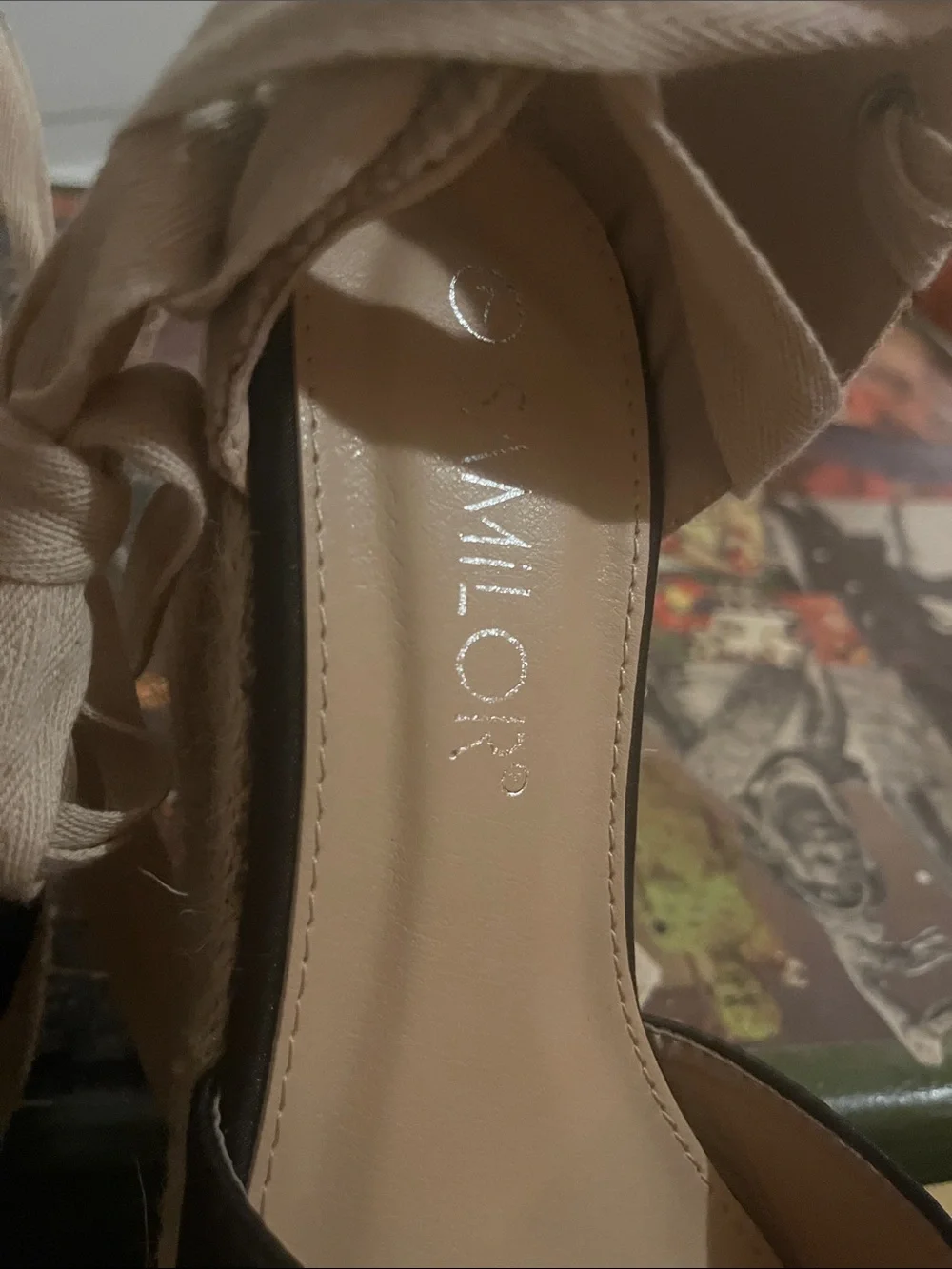 Sam Edelman Black and Natural Espadrille Wedge Tie-Up Sandals